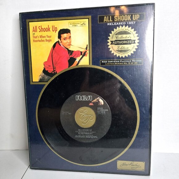 Elvis Presley All Shook Up Vinyl Record 1957 Platinum Plaque